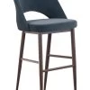 Coconut Velvet Bar Stool - Grey -Chic Furniture Shop 040512 N1225DW V COCO GREY VELVET METAL WALNUT STOOL