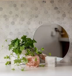 Moon Marble Mirror - White