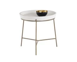 Remy End Table - Ivory W/ Antique Brass Base 9 Remy End Table - Ivory W/ Antique Brass Base -Chic Furniture Shop 103332