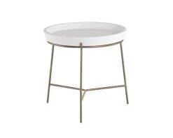 Remy End Table - Ivory W/ Antique Brass Base