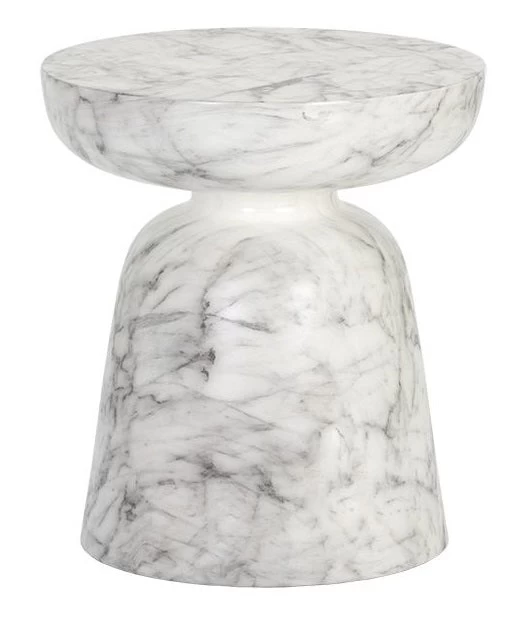 Lucida Marble Look End Table - White 3 Lucida Marble Look End Table - White