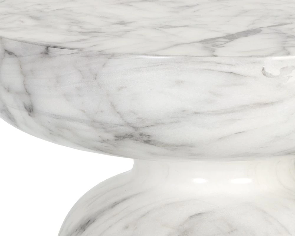 Lucida Marble Look End Table - White 5 Lucida Marble Look End Table - White - Image 3