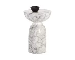 Goya Marble Look End Table - White 11 Goya Marble Look End Table - White -Chic Furniture Shop 106284