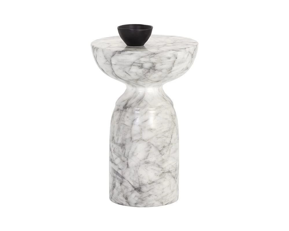 Goya Marble Look End Table - White 7 Goya Marble Look End Table - White - Image 5