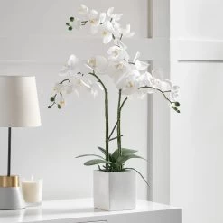 Chic Furniture Shop 15 Orchid Potted Faux Triple Stem 23" - White