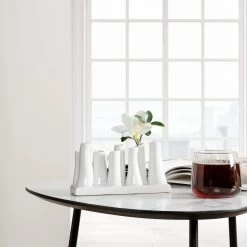 Eva Rectangle White Ceramic 8 Tube Multi Bud Vase -Chic Furniture Shop 17325 z 1 lg