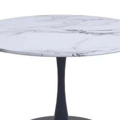 Acer 48" Round Dining Table In White Faux Marble And Black -Chic Furniture Shop 201 671BK L 2