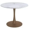 Acer 40" Round Dining Table In White Faux Marble And Aged Gold -Chic Furniture Shop 201 671GD S