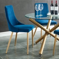 Kobe 5pc Dining Set, Gold/Blue -Chic Furniture Shop 202 353BLU 3