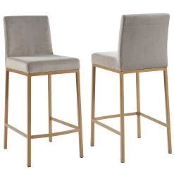 Diego Counter Stool - Grey/Gold Legs -Chic Furniture Shop 203 101GY GLD 4