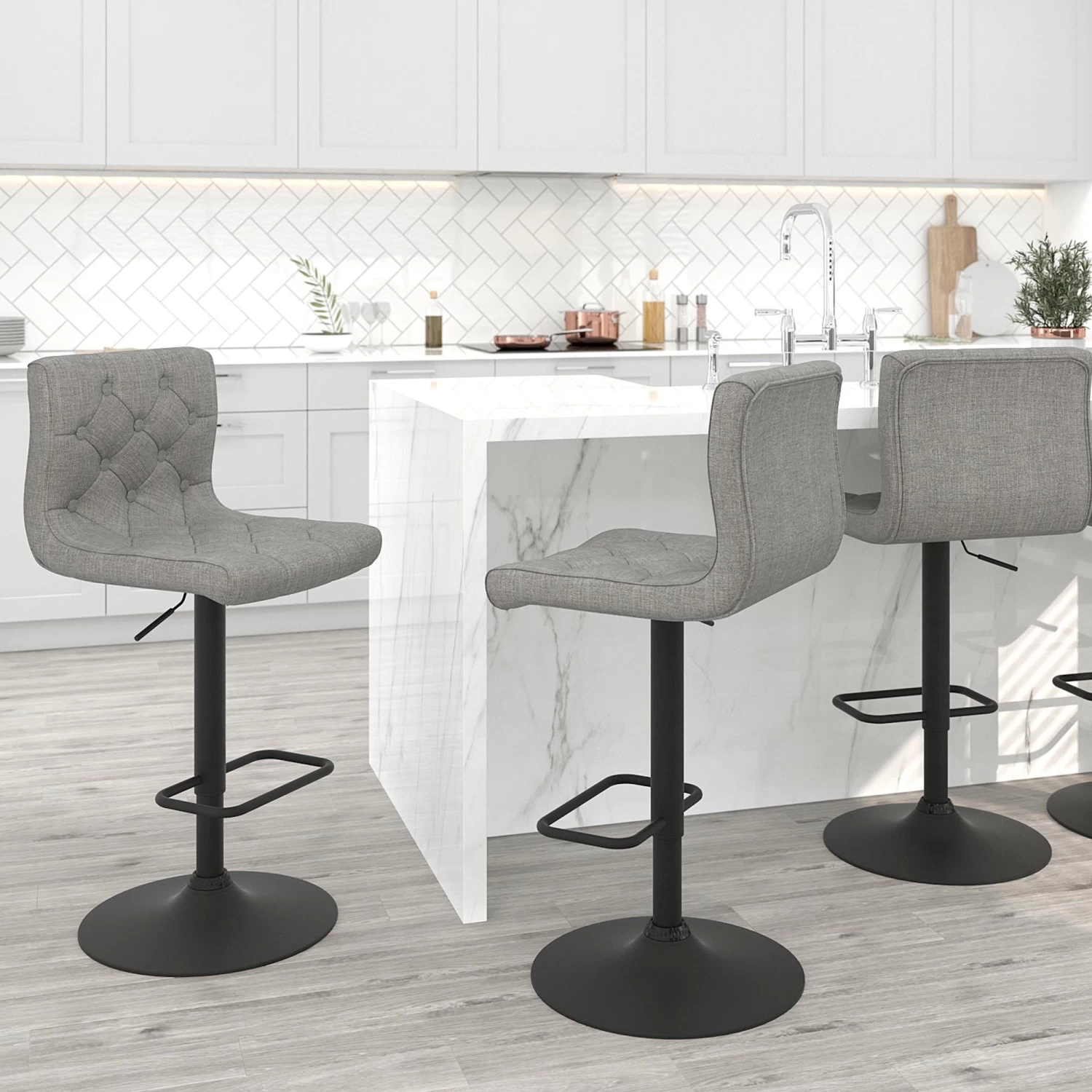 Dex Air Lift Stool - Grey Fabric 4 Dex Air Lift Stool - Grey Fabric - Image 2