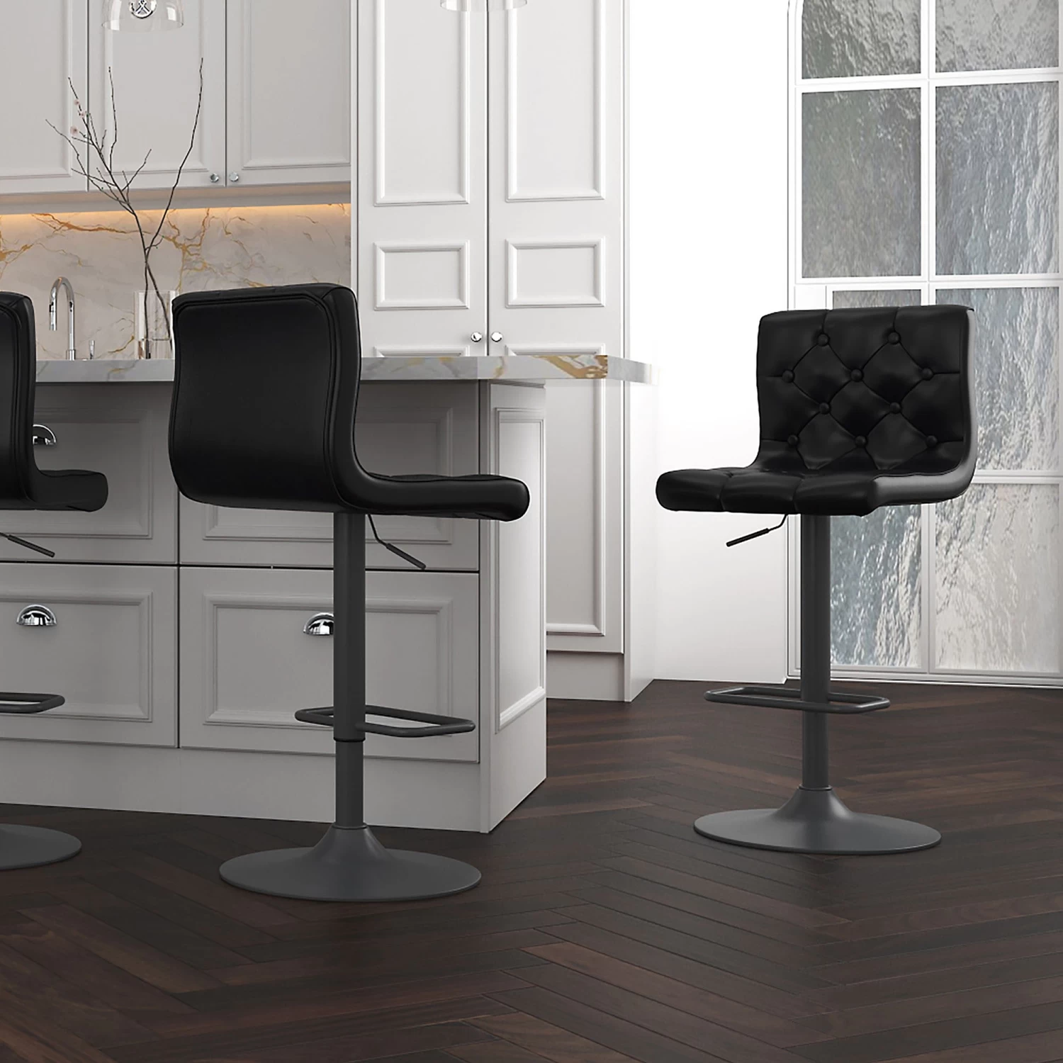 Dex Air Lift Stool - Black Faux Leather 3 Dex Air Lift Stool - Black Faux Leather