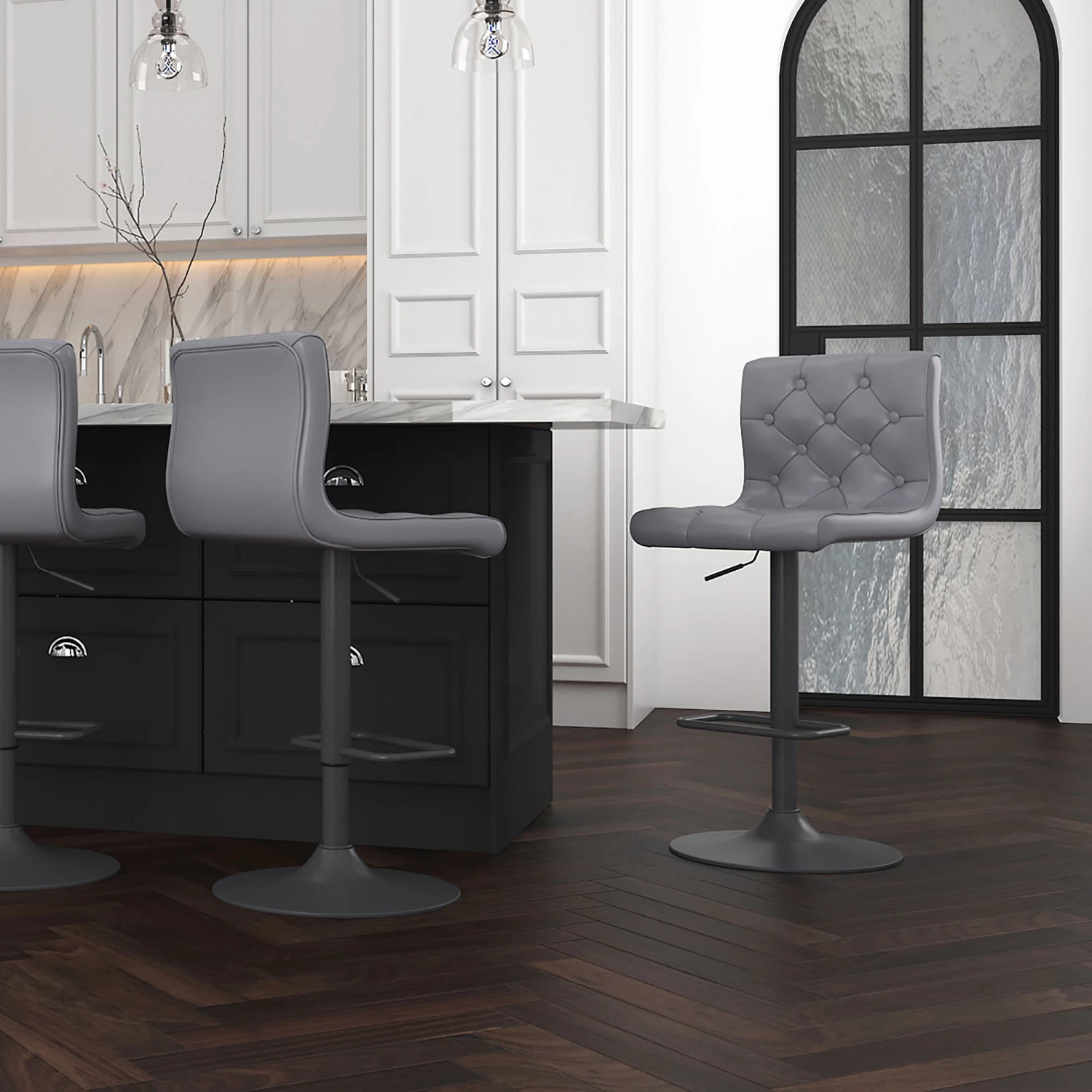 Dex Air Lift Stool - Grey Faux Leather 4 Dex Air Lift Stool - Grey Faux Leather - Image 2