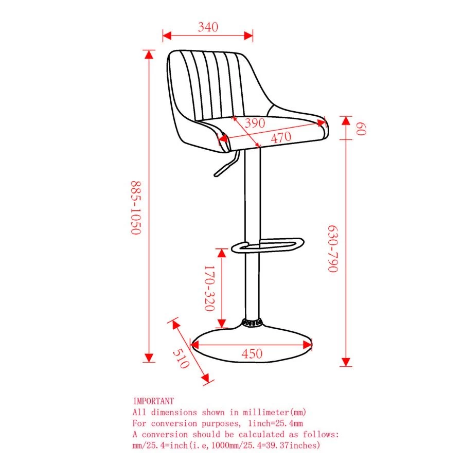 Kron Adjustable Height Air-Lift Swivel Stool - Set Of 2 - Black Faux Leather 10 Kron Adjustable Height Air-Lift Swivel Stool - Set Of 2 - Black Faux Leather - Image 8