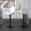 Kron Adjustable Height Air-Lift Swivel Stool - Set Of 2 - White Faux Leather