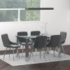 Frankfurt/Kaitlyn 7pc Dining Set, Chrome/Grey -Chic Furniture Shop 207 165 330GY