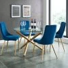 Kobe 5pc Dining Set, Gold/Blue -Chic Furniture Shop 207 353GD BLU