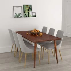 Arnav/Kelowna 7pc Dining Set, Walnut/Grey