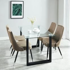 Andy/Silvano 5pc Dining Set, Black/Vintage Brown