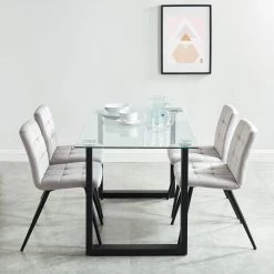 Andy/Suzette 5pc Dining Set, Black/Grey
