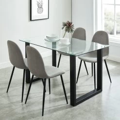 Andy/Olive 5pc Dining Set, Black/Grey