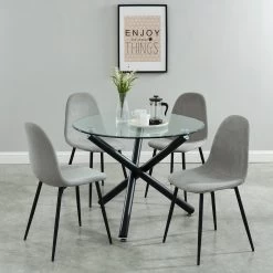 Kobe/Olive 5pc Dining Set, Black/Grey