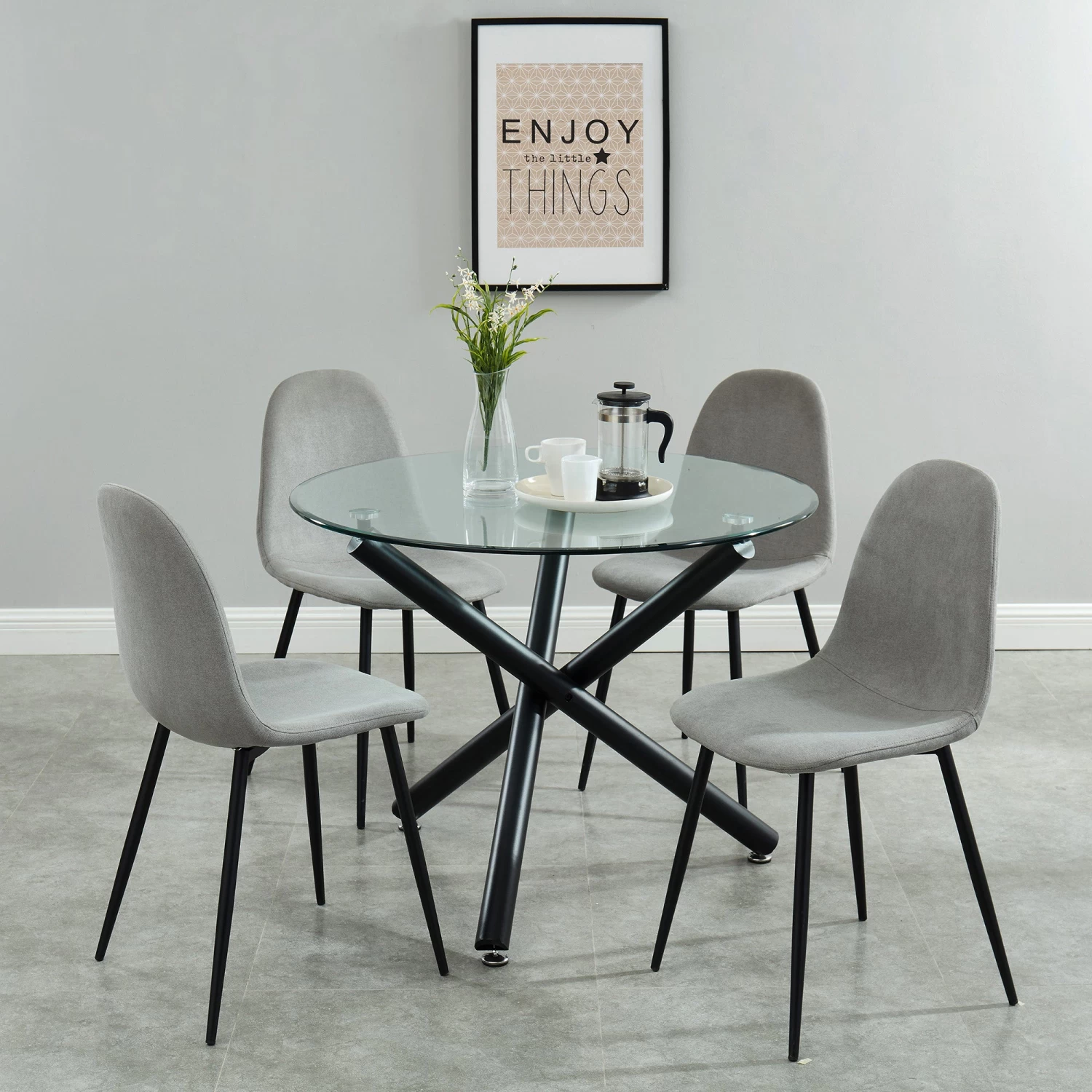 Kobe/Olive 5pc Dining Set, Black/Grey 3 Kobe/Olive 5pc Dining Set, Black/Grey
