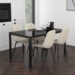Contra/Olive 5pc Dining Set, Black/Beige