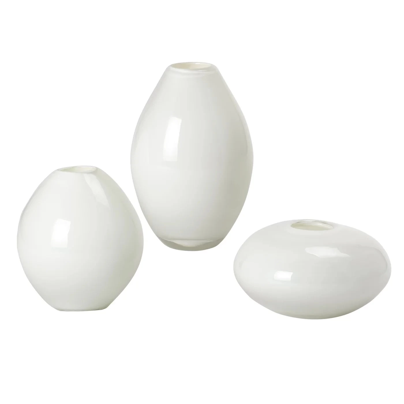 Mini Lustre Assorted 3 Piece White Glass Vase Set 8 Mini Lustre Assorted 3 Piece White Glass Vase Set - Image 6