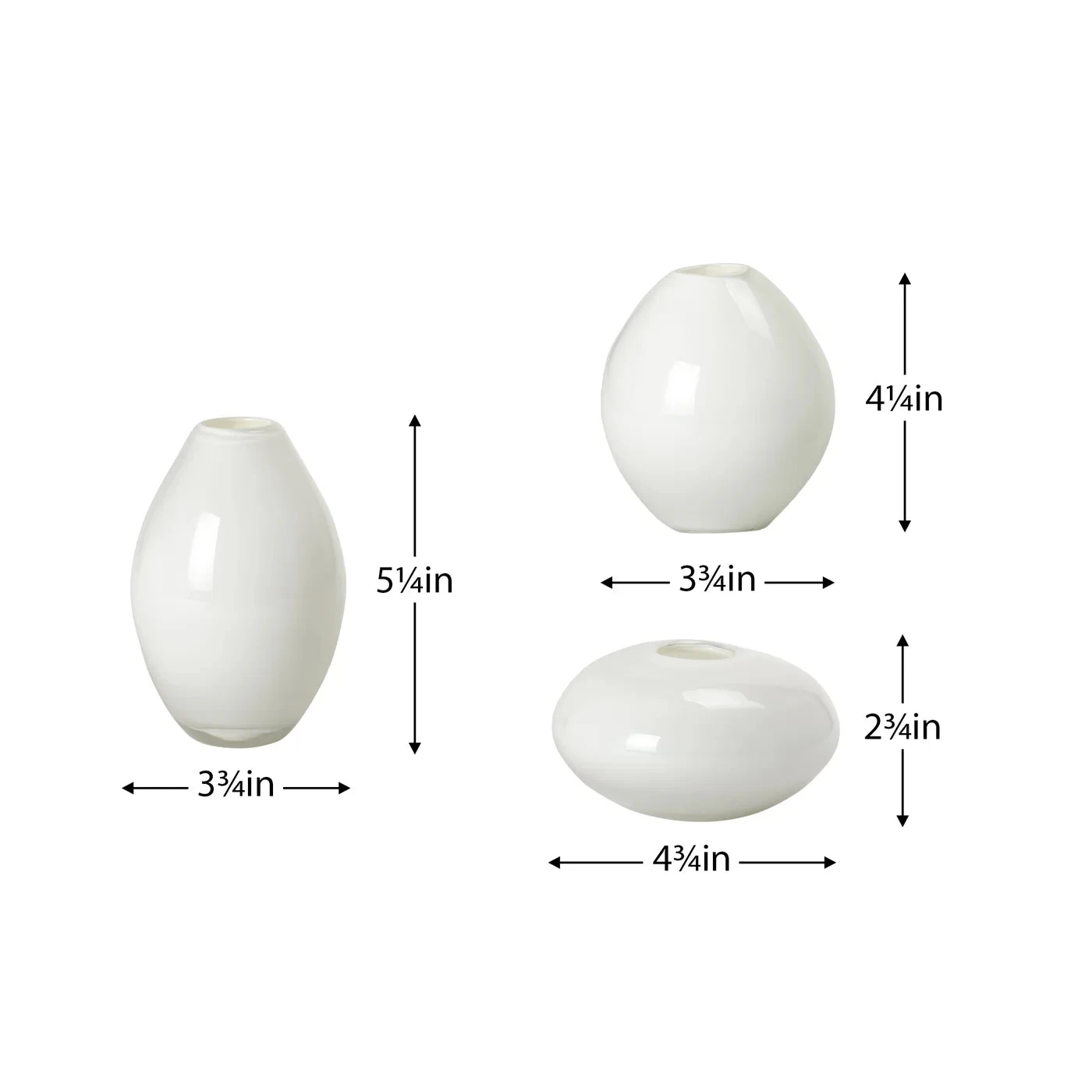 Mini Lustre Assorted 3 Piece White Glass Vase Set 7 Mini Lustre Assorted 3 Piece White Glass Vase Set - Image 5