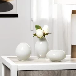 Mini Lustre Assorted 3 Piece White Glass Vase Set 12 Mini Lustre Assorted 3 Piece White Glass Vase Set -Chic Furniture Shop 20769 z 4 lg