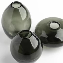 Mini Lustre Assorted 3 Piece Smoke Glass Vase Set -Chic Furniture Shop 20770 z 3 lg