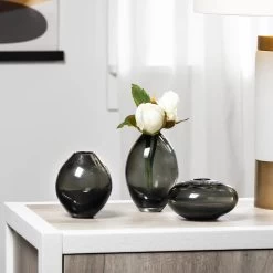 Mini Lustre Assorted 3 Piece Smoke Glass Vase Set -Chic Furniture Shop 20770 z 5 lg