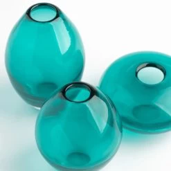 Mini Lustre Assorted 3 Piece Turquoise Glass Vase Set -Chic Furniture Shop 20771 z 3 lg