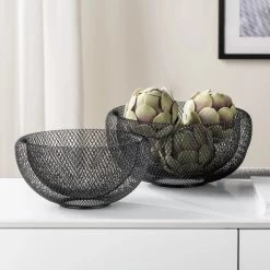 Mesh Double Wall 9.5" Diameter Black Bowl 9 Mesh Double Wall 9.5" Diameter Black Bowl -Chic Furniture Shop 21071 z 6 lg
