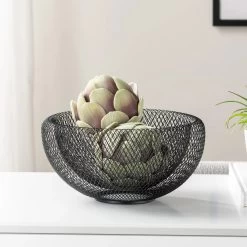 Mesh Double Wall 9.5" Diameter Black Bowl 8 Mesh Double Wall 9.5" Diameter Black Bowl -Chic Furniture Shop 21071 z lg