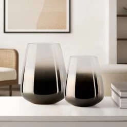 Smoke Mirror 7.25h" Cone Hurricane Vase -Chic Furniture Shop 21148 z 7 lg