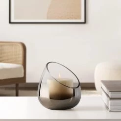 Smoke Mirror 5.5h" Angled Cone Hurricane Vase -Chic Furniture Shop 21150 z 6 lg