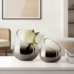 Smoke Mirror 5.5h" Angled Cone Hurricane Vase -Chic Furniture Shop 21150 z 7 lg