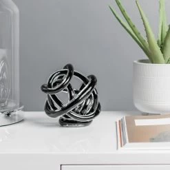 Orbit Glass Knot 4.5" Diameter Decor Ball - Black -Chic Furniture Shop 21524 z 7 lg