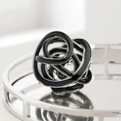 Orbit Glass Knot 4.5" Diameter Decor Ball - Black