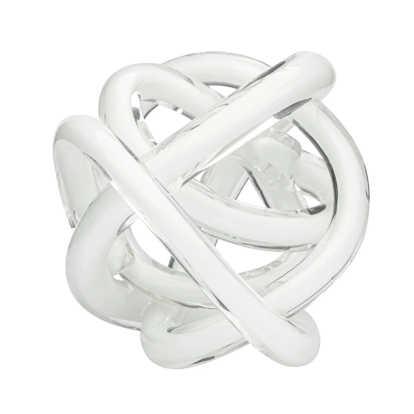 Orbit Glass Knot 4.5" Diameter Decor Ball - White 4 Orbit Glass Knot 4.5" Diameter Decor Ball - White - Image 2