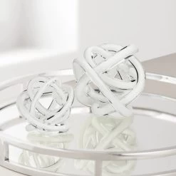 Orbit Glass Knot 4.5" Diameter Decor Ball - White 16 Orbit Glass Knot 4.5" Diameter Decor Ball - White -Chic Furniture Shop 21526 z 5 lg