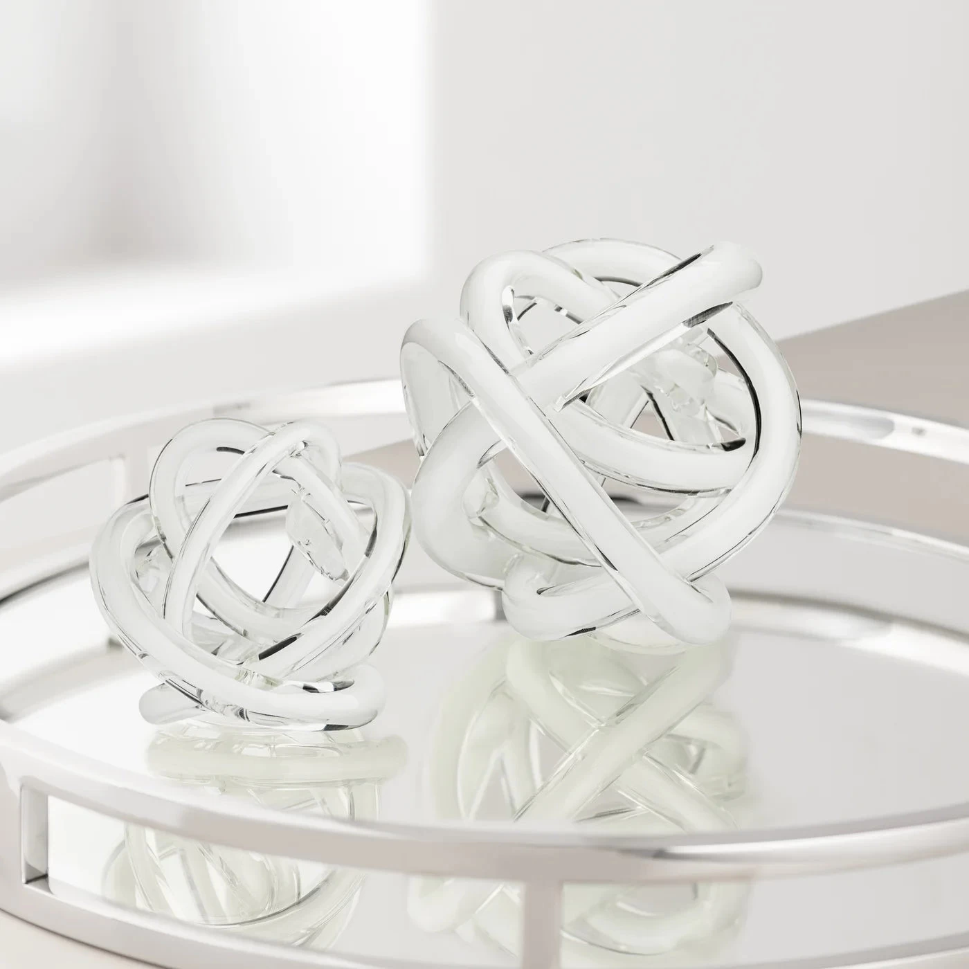 Orbit Glass Knot 4.5" Diameter Decor Ball - White 8 Orbit Glass Knot 4.5" Diameter Decor Ball - White - Image 6