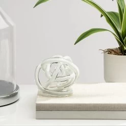 Orbit Glass Knot 4.5" Diameter Decor Ball - White 15 Orbit Glass Knot 4.5" Diameter Decor Ball - White -Chic Furniture Shop 21526 z 6 lg