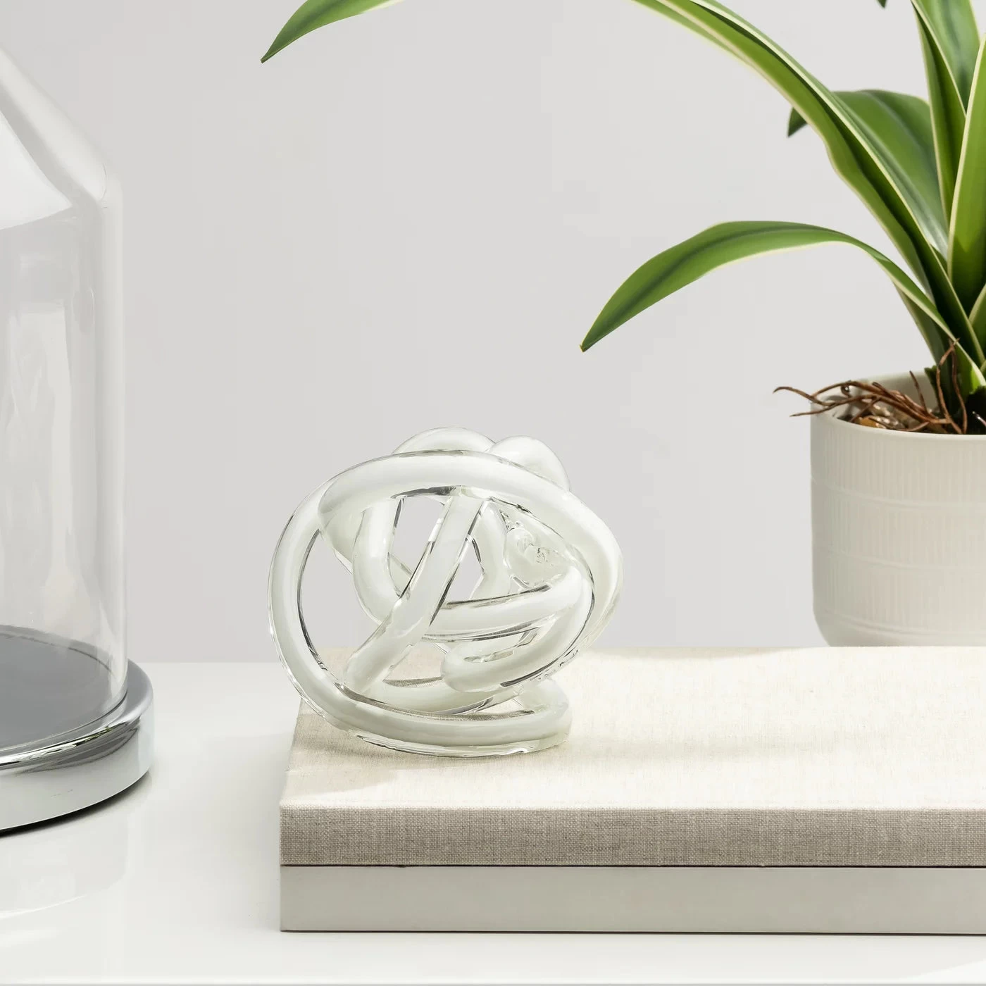 Orbit Glass Knot 4.5" Diameter Decor Ball - White 7 Orbit Glass Knot 4.5" Diameter Decor Ball - White - Image 5