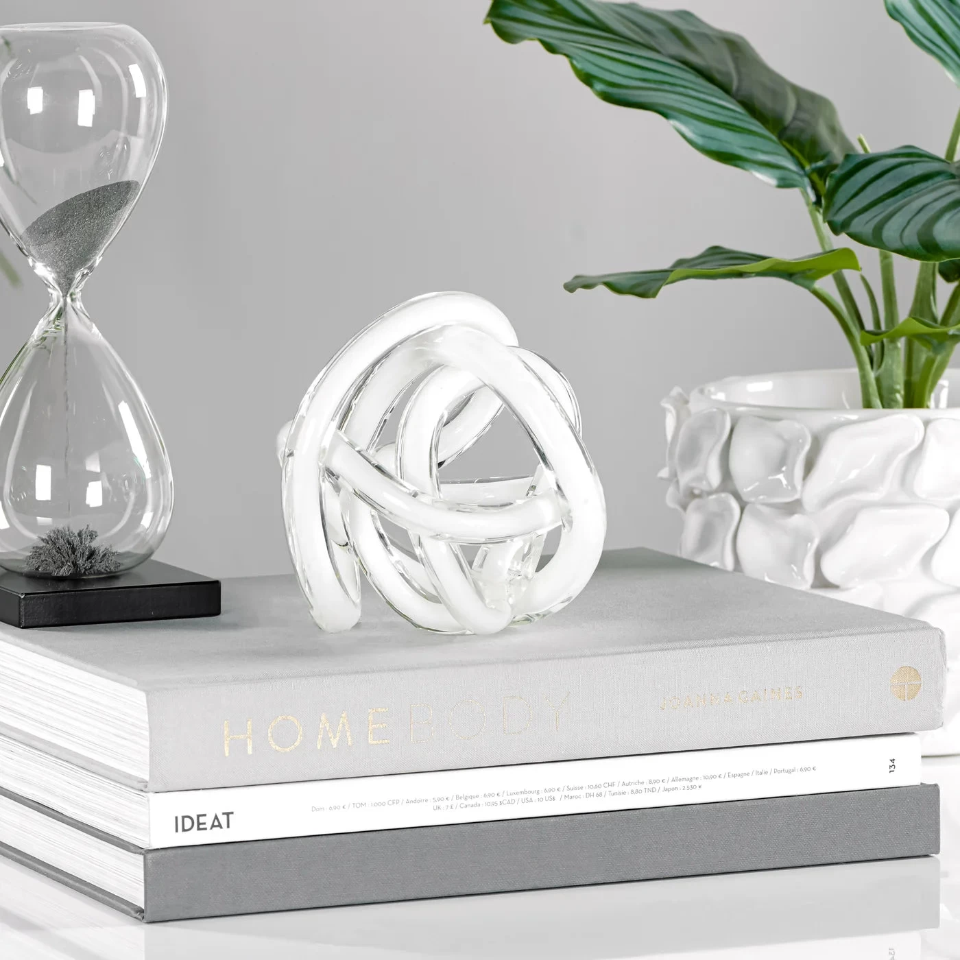 Orbit Glass Knot 4.5" Diameter Decor Ball - White 5 Orbit Glass Knot 4.5" Diameter Decor Ball - White - Image 3