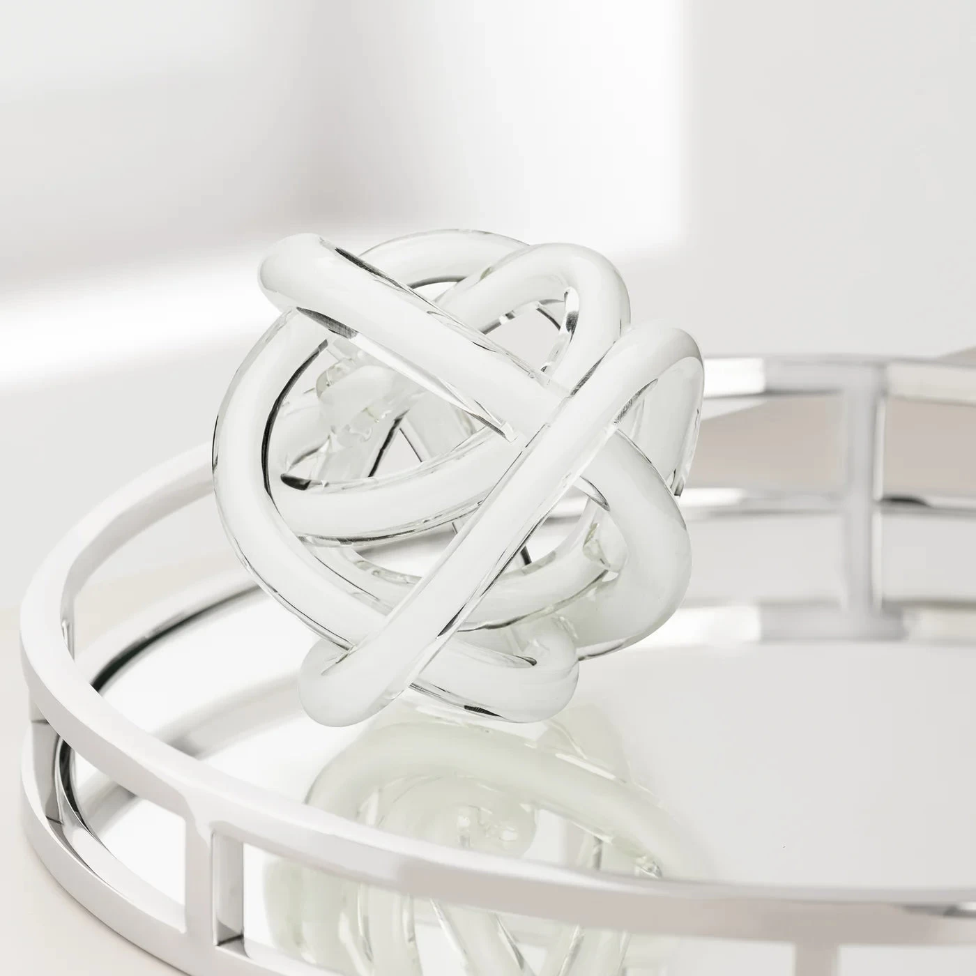 Orbit Glass Knot 4.5" Diameter Decor Ball - White 3 Orbit Glass Knot 4.5" Diameter Decor Ball - White