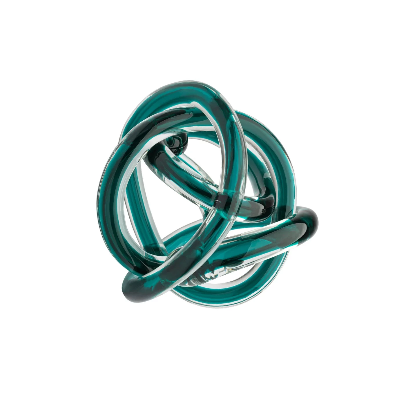 Orbit Glass Knot 3" Diameter Decor Ball - Teal 4 Orbit Glass Knot 3" Diameter Decor Ball - Teal - Image 2