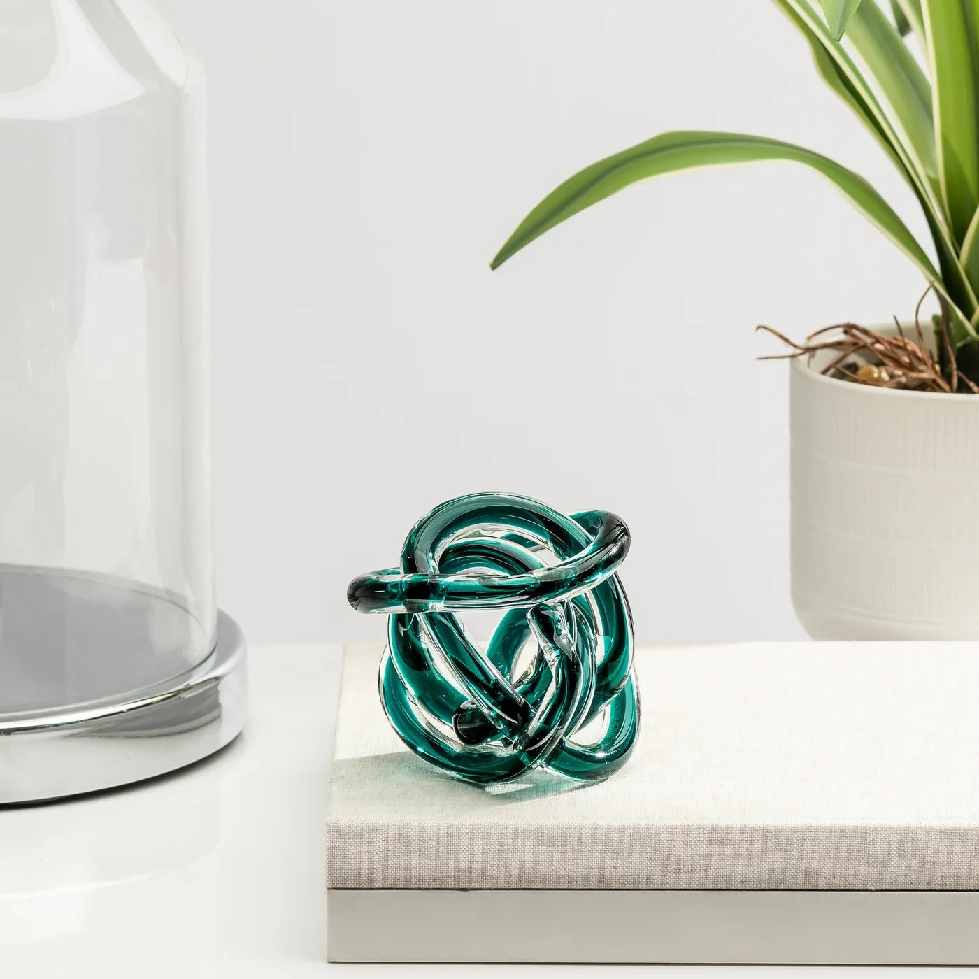 Orbit Glass Knot 3" Diameter Decor Ball - Teal 6 Orbit Glass Knot 3" Diameter Decor Ball - Teal - Image 4